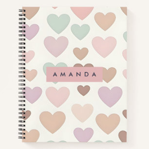 Personalized Cute Minimal Heart Pastel Notebook