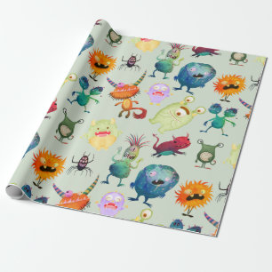 Personalized Cute Monster Design for Boys Wrapping Paper