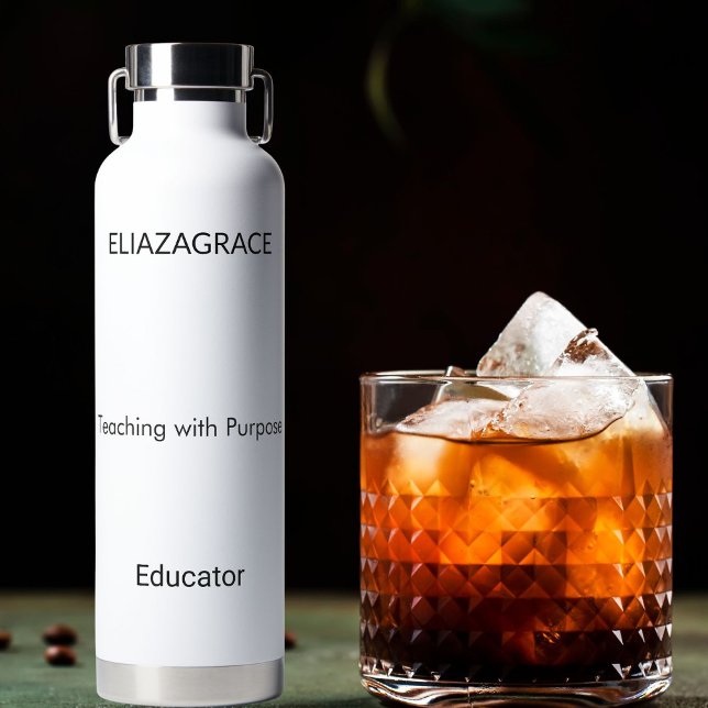 Personalized Cute Name Quote Confident Teacher Water Bottle (Creator Uploaded)