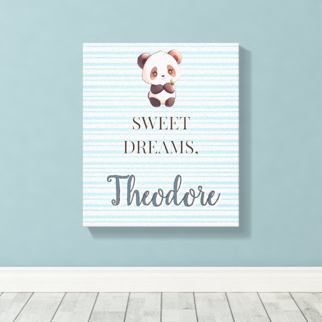 Personalized Cute Panda Sweet Dreams Canvas Print (Insitu(Wood Floor))