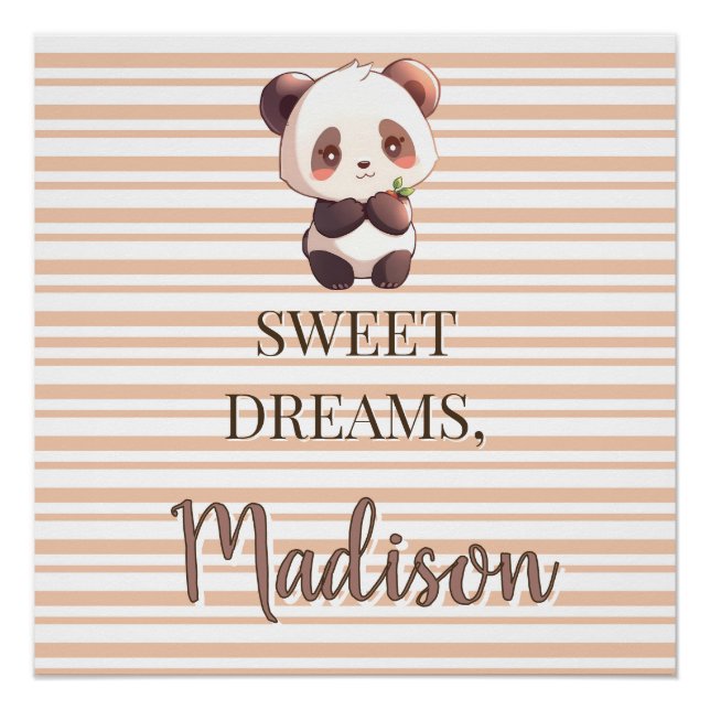 Personalized Cute Panda Sweet Dreams Poster (Front)
