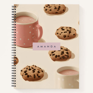 Personalized Cute Pastel Cookies and Milk Notebook