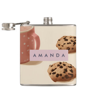 Personalized Cute Pastel Cookies & Milk Hip Flask