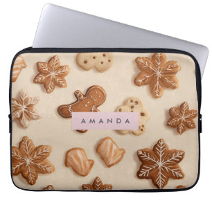 Personalized Cute Pastel Gingerbread Cookie Laptop Sleeve