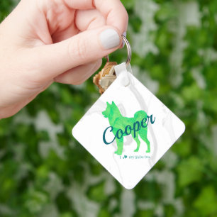 Personalized Cute Pastel Green Shiba Inu - Dog Key Ring