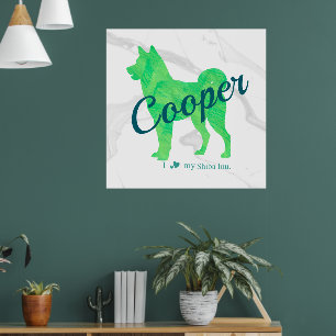 Personalized Cute Pastel Green Shiba Inu - Dog Poster
