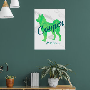 Personalized Cute Pastel Green Shiba Inu - Dog Poster