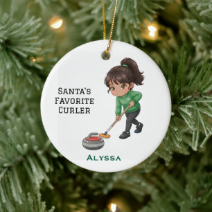 Personalized Cute Personalized Curler/Curling Ceramic Tree Decoration