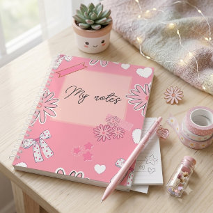 Personalized Cute Pink, Aesthetic “My Notes” Planner