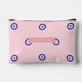 Personalized Cute Pink Evil Eye Custom Gift Accessory Pouch