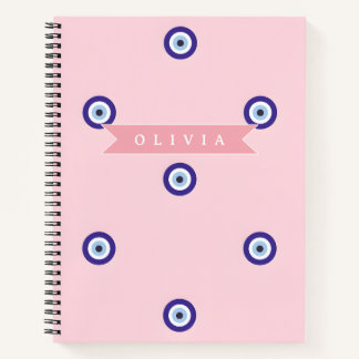Personalized Cute Pink Evil Eye Custom Gift Notebook