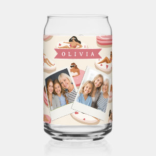 Personalized Cute Pink Pool Float Summer Aesthetic Can Glass