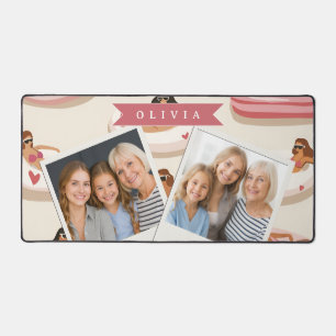 Personalized Cute Pink Pool Float Summer Aesthetic Desk Mat