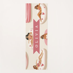 Personalized Cute Pink Pool Float Summer Aesthetic Yoga Mat