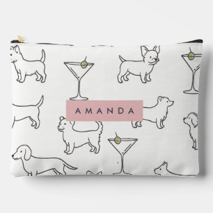 Personalized Cute Playful Dogs & Martinis Accessory Pouch