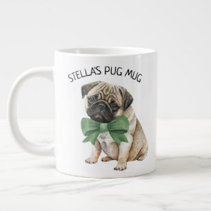 Personalized Cute Pug Large Coffee Mug