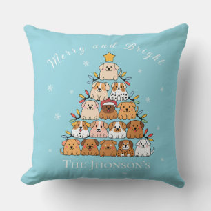 Personalized cute puppies Christmas tree dog lover Cushion