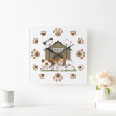 Personalized Cute Puppy Dog Baby Nursery Kids Room Square Wall Clock (Home)