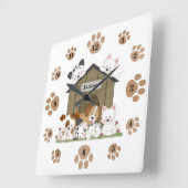 Personalized Cute Puppy Dog Baby Nursery Kids Room Square Wall Clock (Angle)