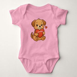 personalized Cute puppy/dog Valentine's day Baby Bodysuit