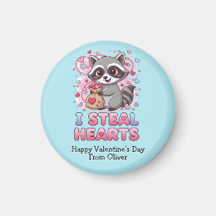 Personalized Cute Raccoon Classroom Valentine Magnet