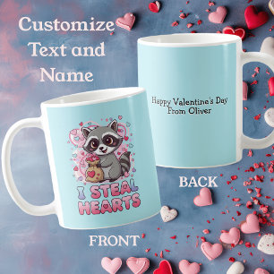 Personalized Cute Raccoon Valentine's Day Coffee Mug