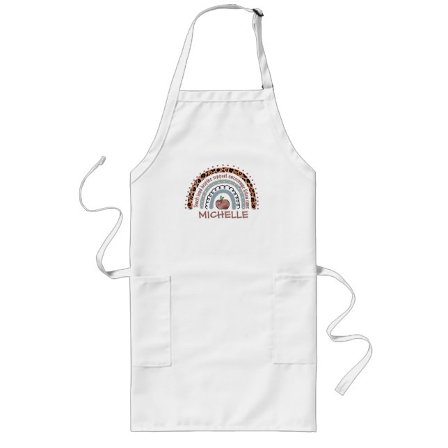 Personalized Cute Rainbow Teacher | Custom Name Long Apron (Front)