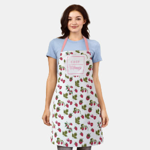 Personalized Cute Raspberry Chef Women's Apron