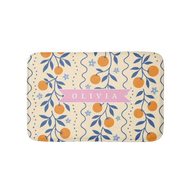 Personalized cute retro citrus folk pattern bath mat (Front)