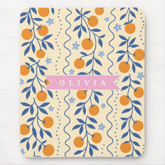 Personalized cute retro citrus folk pattern mouse mat (Front)