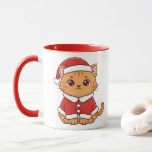 Personalized Cute Santa Cat Christmas Mug