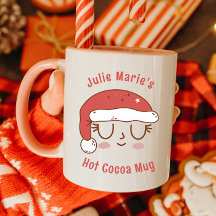 Personalized Cute Santa Hat Hot Cocoa Mug for Kids