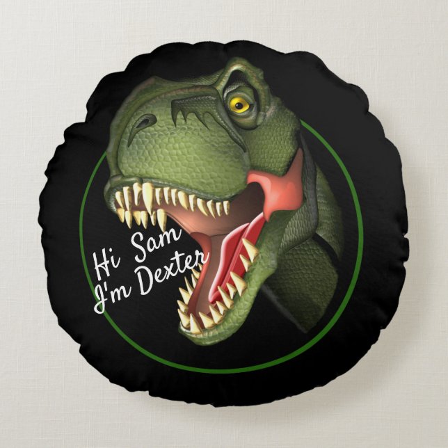 Personalized Cute Scary T-Rex Dinosaur    Round Cushion (Front)