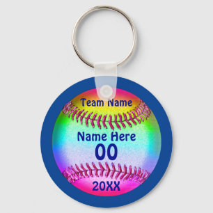 PERSONALIZED Cute Softball Keychains 4 Text Boxes