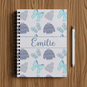 Personalized Cute Sweaters, Mittens & Bows Notebook