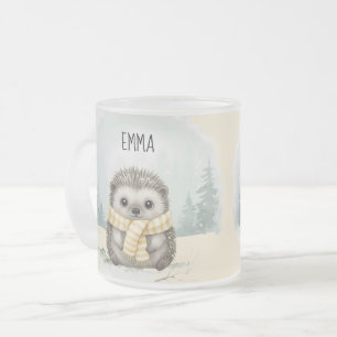 Personalized Cute Watercolor Hedgehog Scarf Mug -