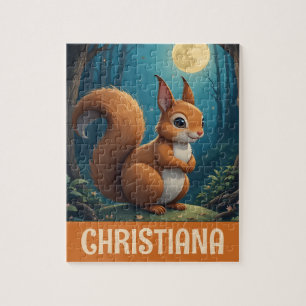 Personalized Cute Whimsical Squirrel Jigsaw Puzzle