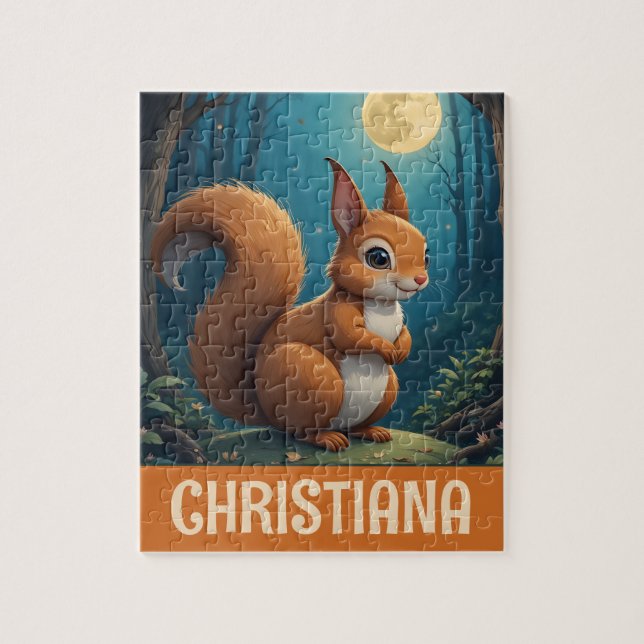 Personalized Cute Whimsical Squirrel  Jigsaw Puzzle (Vertical)