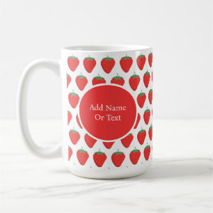 Personalized Cute White & Red Strawberry Pattern Coffee Mug
