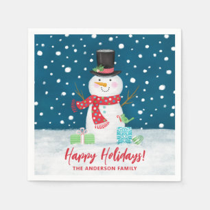 Personalized Cute Winter Snowman Christmas  Napkin