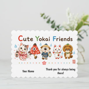 Personalized Cute Yokai Friends Mug Custom Name Invitation