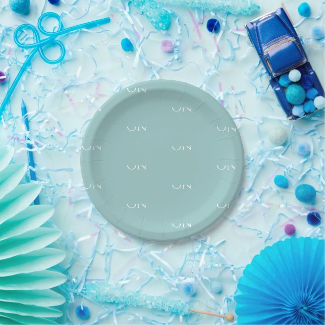 Personalized Cyan Paper Plate (Party)