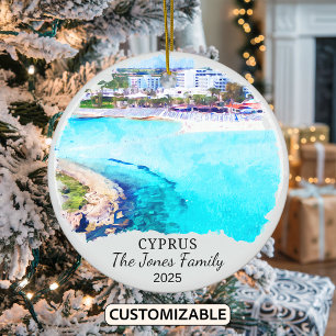 Personalized Cyprus Ornament, Cyprus Gift Ceramic Tree Decoration