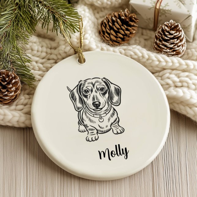 Personalized Dachshund Dog Christmas Ceramic Tree Decoration (Creator Uploaded)