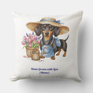 Personalized Dachshund Garden Throw Pillow