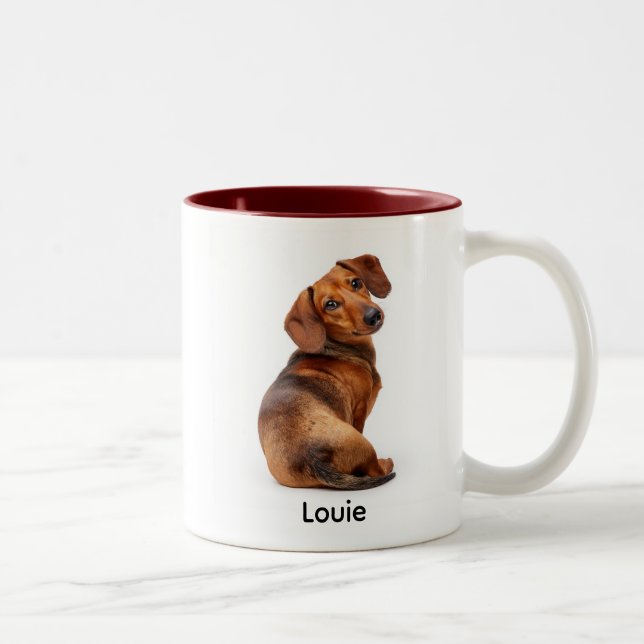 Personalized Dachshund “I Own You” Two-Tone Coffee Mug (Right)