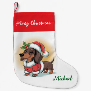 Personalized Dachshund in Santa Hat Christmas Small Christmas Stocking