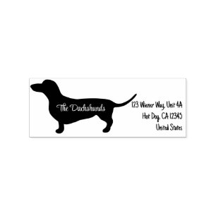 Personalized Dachshund Silhouette with Name Rubber Stamp