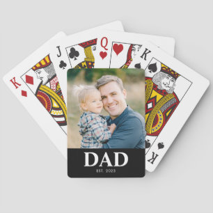 Personalized Dad Established Photo Fathers Day Playing Cards