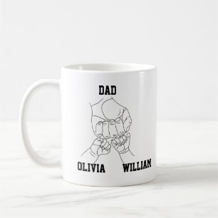 Personalized Dad Father Daddy Gift Two Kids Names Coffee Mug